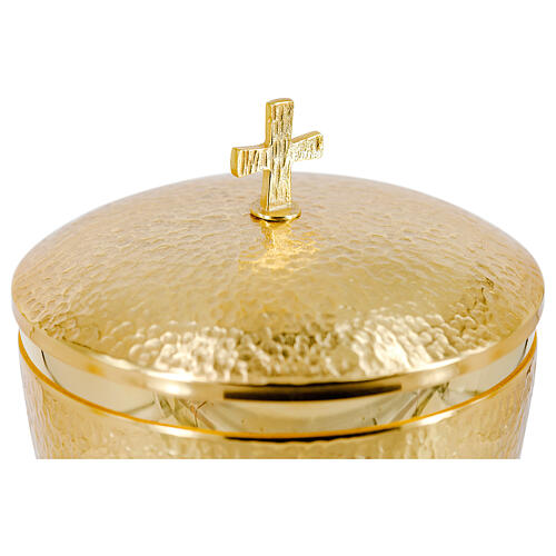 Chalice ciborium and paten 24-karat gold plated hammered brass 4