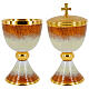 White and orange enamelled chalice ciborium and patens gold plated brass s1