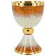 White and orange enamelled chalice ciborium and patens gold plated brass s2