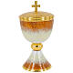 White and orange enamelled chalice ciborium and patens gold plated brass s3