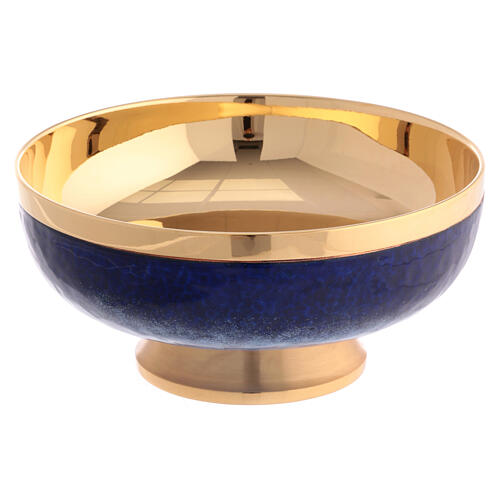 Blue and light blue enamelled chalice ciborium and paten gold plated brass 5