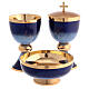 Blue and light blue enamelled chalice ciborium and paten gold plated brass s1