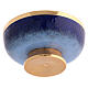 Blue and light blue enamelled chalice ciborium and paten gold plated brass s6