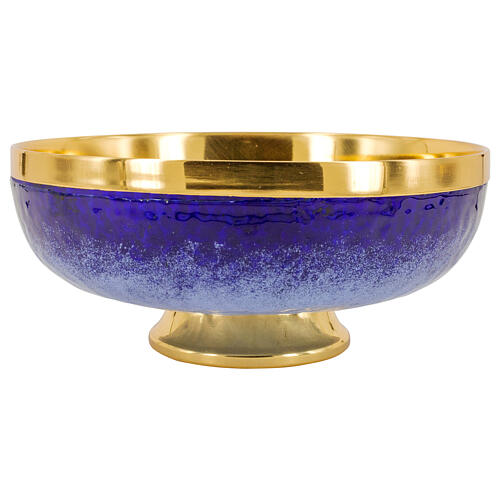 Cáliz copón patena esmaltado azul oscuro azul latón dorado 4