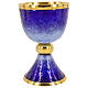 Cáliz copón patena esmaltado azul oscuro azul latón dorado s2