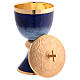 Chalice ciborium paten blue and light blue enamel and gold plated brass s3