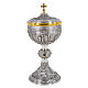 Brass chalice ciborium and paten Crucifixion Last Supper Evangelists with silver cup s3