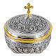 Brass chalice ciborium and paten Crucifixion Last Supper Evangelists with silver cup s4