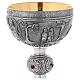 Brass chalice ciborium and paten Crucifixion Last Supper Evangelists with silver cup s9