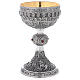 Brass chalice ciborium and paten Crucifixion Last Supper Evangelists with silver cup s13