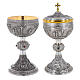 Brass chalice ciborium paten Crucifixion Last Supper Evangelists silver cup s1