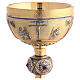 Bicoloured brass chalice and ciborium Crucifixion Last Supper Evangelists s3