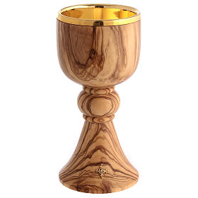 Chalice of olive wood and gold plated brass Bethlehem monks