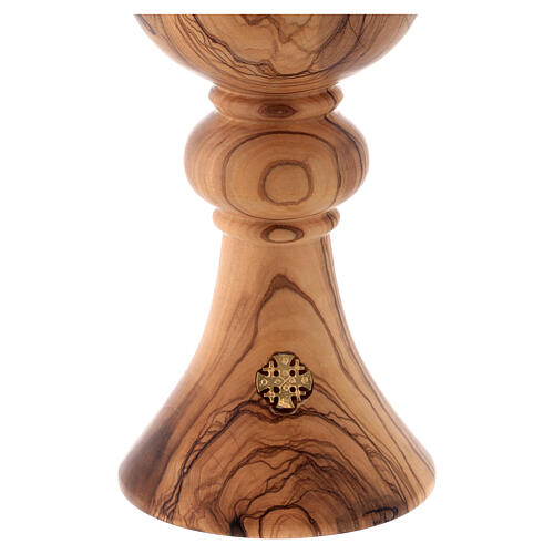 Chalice of olive wood and gold plated brass Bethlehem monks 3