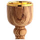 Chalice of olive wood and gold plated brass Bethlehem monks s2