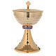 Chalice and ciborium of 24k gold plated brass with hammered base and sub-cup s4