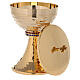Chalice and ciborium of 24k gold plated brass with hammered base and sub-cup s5
