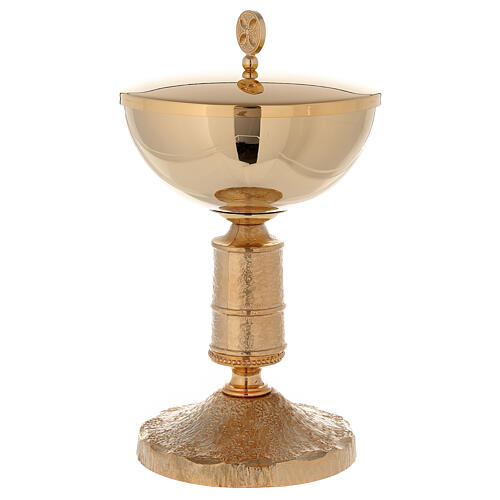 Chalice and ciborium of 24k gold plated brass with Medievalis style node 5