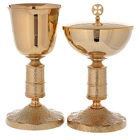 Calice e Pisside in ottone dorato 24K con nodo stile Medievalis