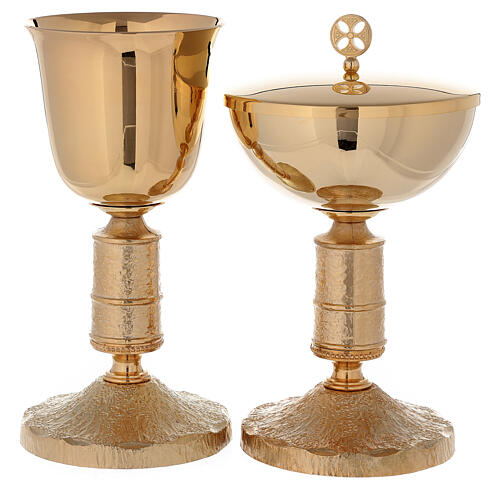 Calice e Pisside in ottone dorato 24K con nodo stile Medievalis 1