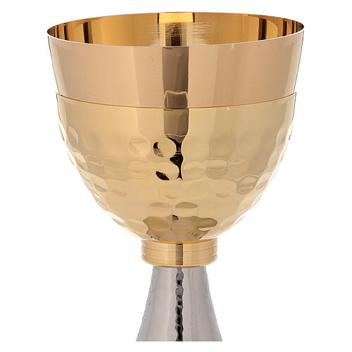 Chalice and ciborium of 24K gold plated brass hammered sub-cup and simple node 3
