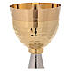 Chalice and ciborium of 24K gold plated brass hammered sub-cup and simple node s3