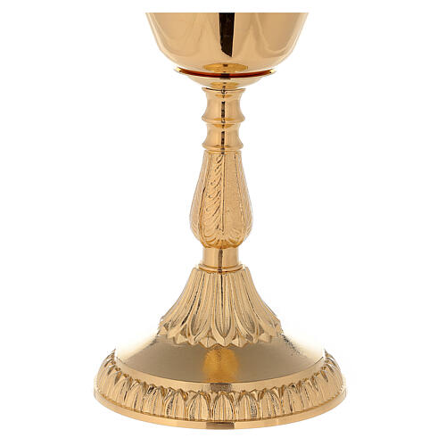 Chalice and ciborium of 24k gold plated bras with casted node and base 3