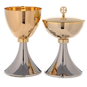 Chalice and ciborium of bicoloured brass