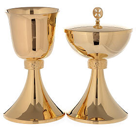 Chalice and ciborium of 24K gold plated brass grapes and leaves