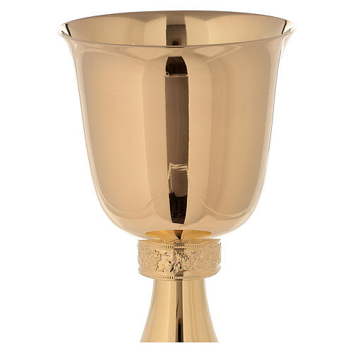 Chalice and ciborium of 24K gold plated brass grapes and leaves 3