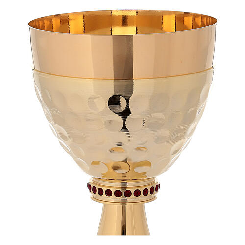 Chalice and ciborium of 24k gold plated brass with hammered sub-cup 3