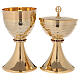 Chalice and ciborium of 24k gold plated brass with hammered sub-cup s1