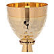 Chalice and ciborium of 24k gold plated brass with hammered sub-cup s3