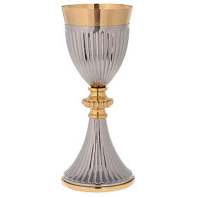 Chalice in gold plated brass with silver-plated base and cup