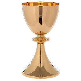 Calice e Pisside in ottone dorato lucido 24K con nodo in fusione