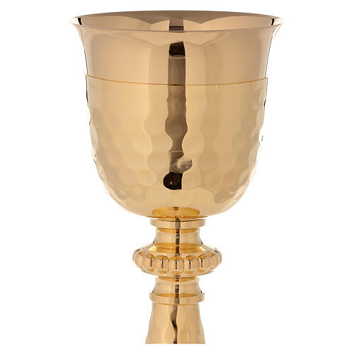 Chalice and ciborium in 24-karat gold plated brass with hammered base and cup 3