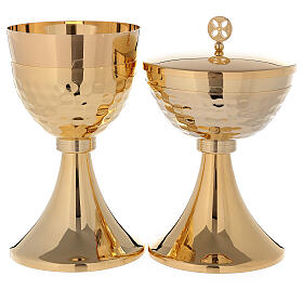 Cálice e Píxide litúrgicos em latão dourado 24 K estilo clássico