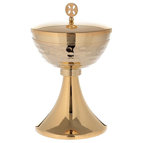Chalice and ciborium in 24-karat gold plated brass simple style 4