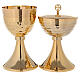 Chalice and ciborium in 24-karat gold plated brass simple style s1