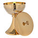 Chalice and ciborium in 24-karat gold plated brass simple style s5