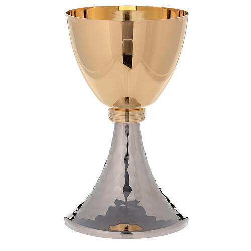Cálice e Píxide litúrgicos copa latão dourado e base martelada estilo simples 2
