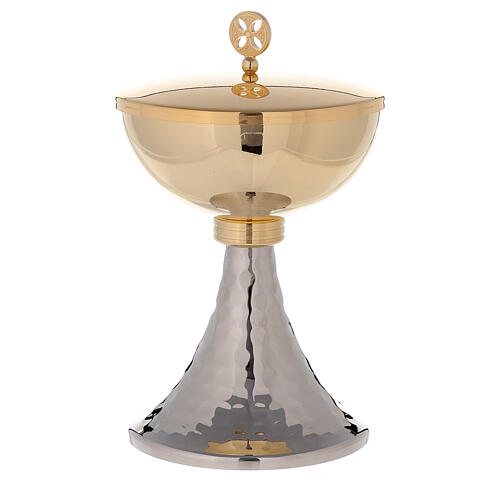 Cálice e Píxide litúrgicos copa latão dourado e base martelada estilo simples 4