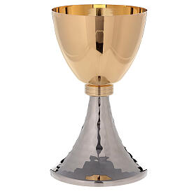 Chalice and ciborium gold plated brass and hammered base