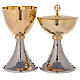 Chalice and ciborium gold plated brass and hammered base s1