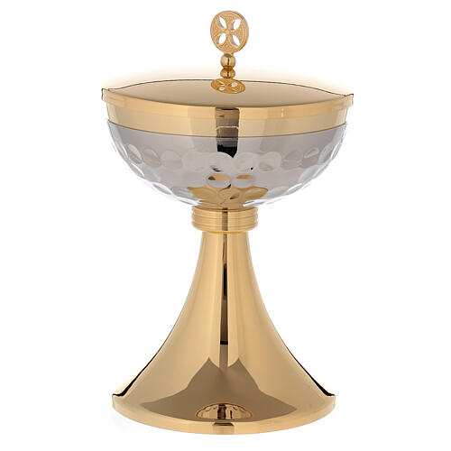 Chalice and ciborium hammered sub-cup simple node 24k gold plated brass 5
