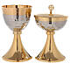 Cálice e Píxide litúrgicos latão dourado 24 K copa martelada e nó simples s2