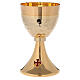 Cálice e Píxide litúrgicos latão dourado 24 K cruz esmaltada vermelha e copa martelada s2