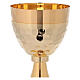Cálice e Píxide litúrgicos latão dourado 24 K cruz esmaltada vermelha e copa martelada s4