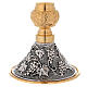 Chalice and ciborium 24-karat gold plated brass on grapes and leaves base s2
