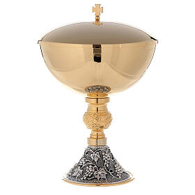 Pisside magnum ottone dorato 24k base uva e foglie di vite